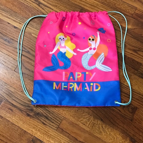 Party Mermaid Draw String Backpack Bag Tote Sack Carryall Toddlers Little Girls - Picture 7 of 16